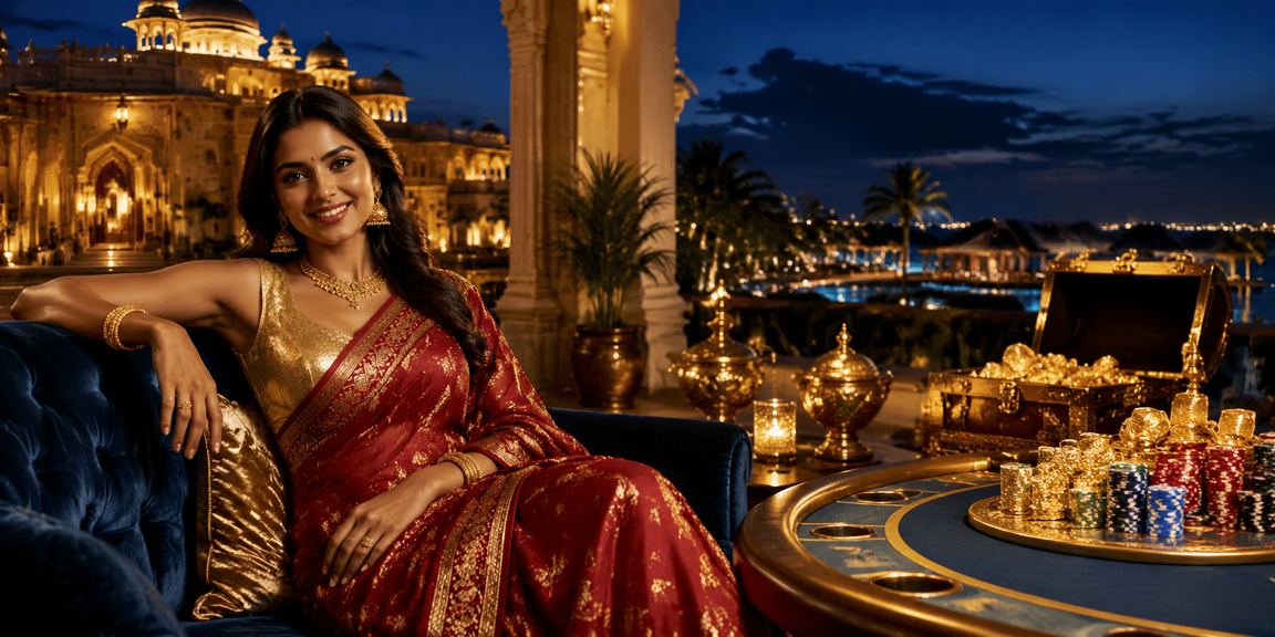 Indian woman using mobile casino app at home