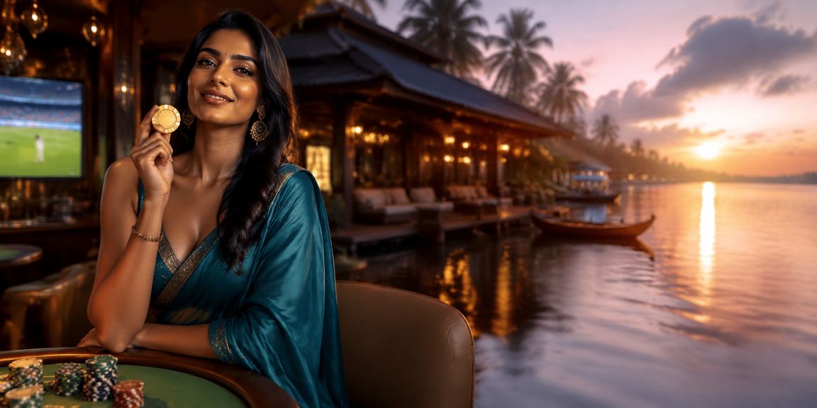 Player in traditional saree enjoying casino entertainment in Kerala